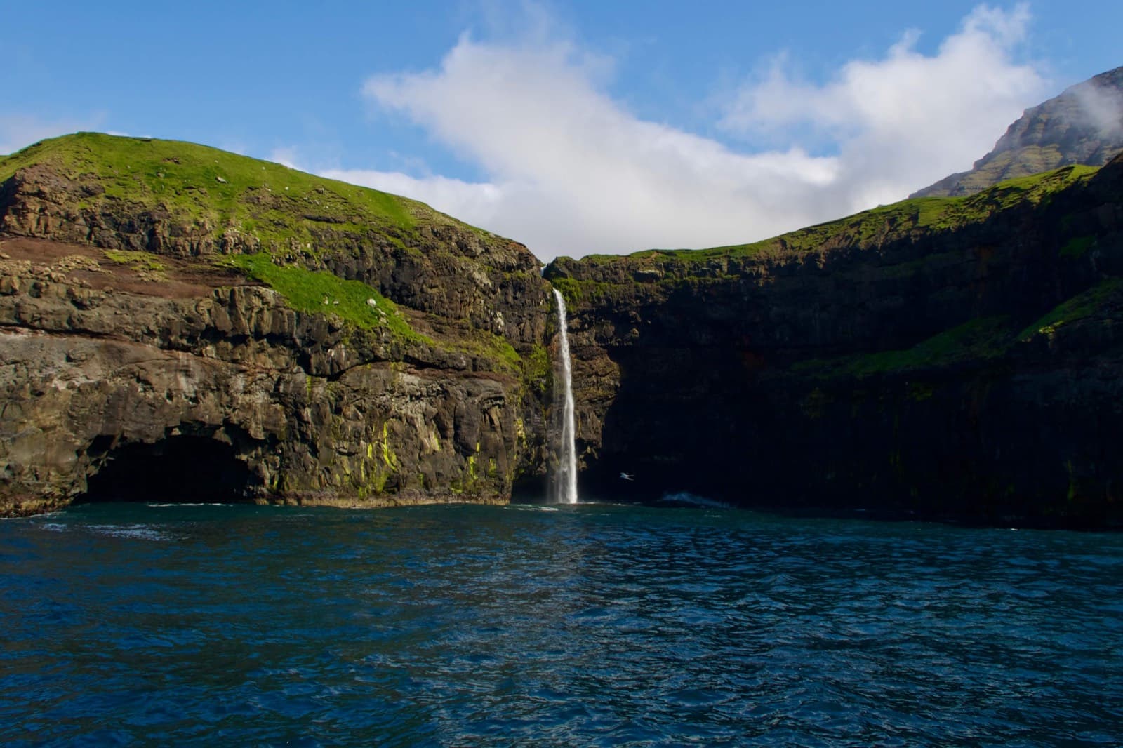 Waterfall cascading into the sea