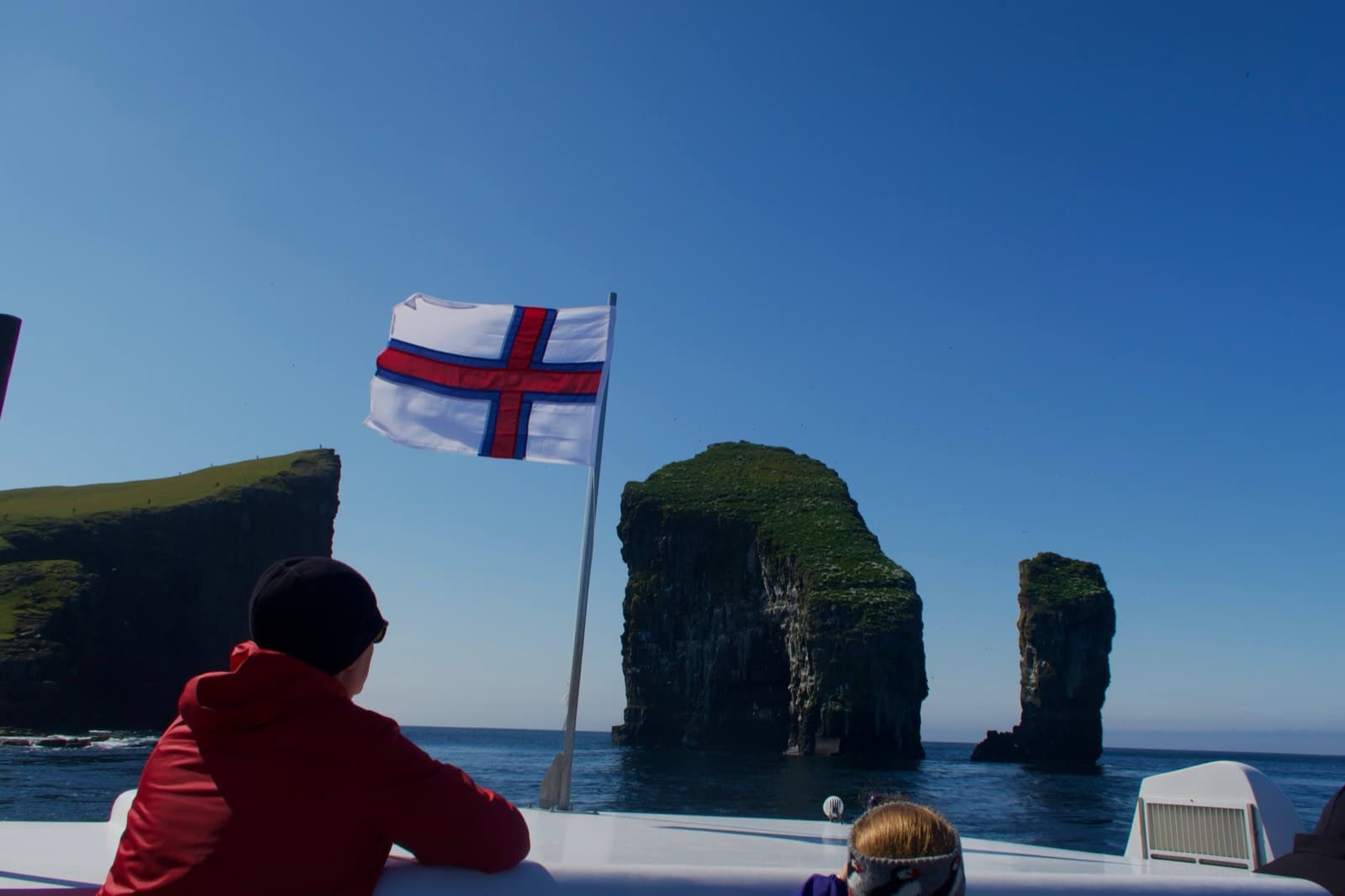View of Drangarnir from the boat
